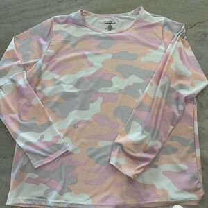 Essentials Long-Sleeve Camo Tee - Pastel Pink, Cream, Light Gray